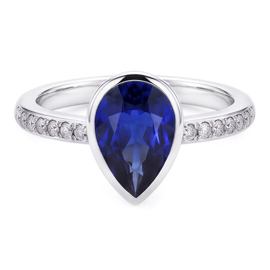 2,50 Karat Kornblumenblauer Saphir Schmuckstein-Ring in 14 Karat