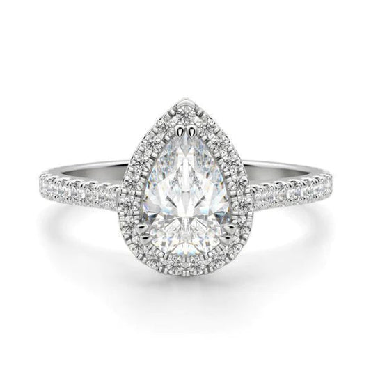 2.50 Karat Natürlich Diamanten Halo Ring Gold Weiß 14K Neu