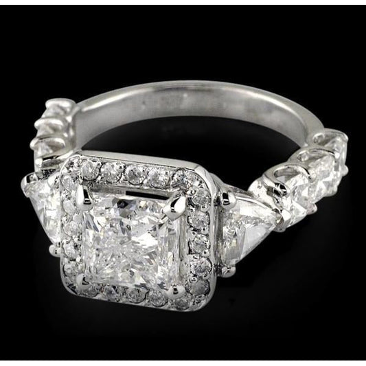 2.50 Karat Prinzessin Echt Aus der Erde Abgebauter Natürlicher Diamant Jubiläumsring Weißgold 14K
