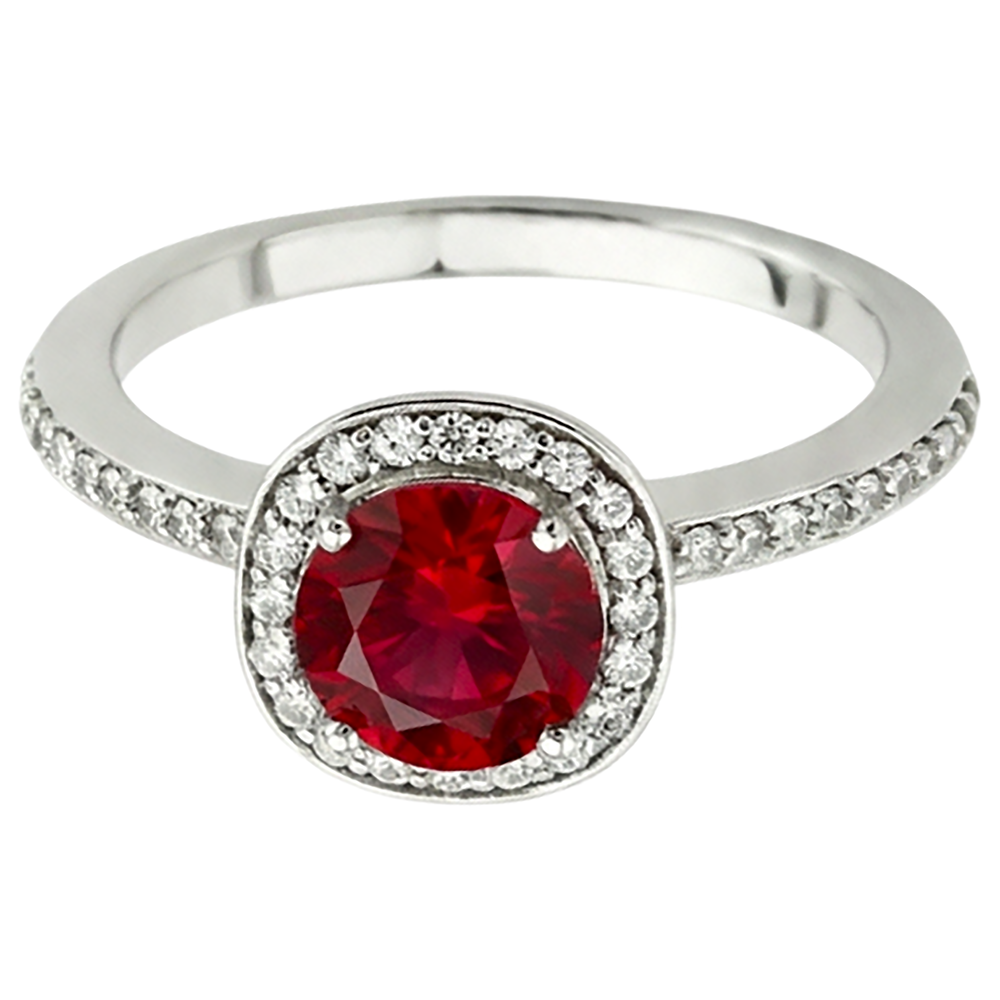 2,50 Karat Roter und Weißer runder Rubinring Schmuck Weißgold 14K