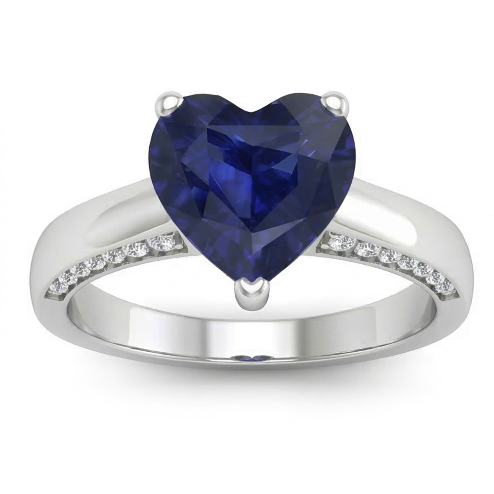 2,50 Karat Solitaire Ceylon Saphir Ring Krappenset Weißgold