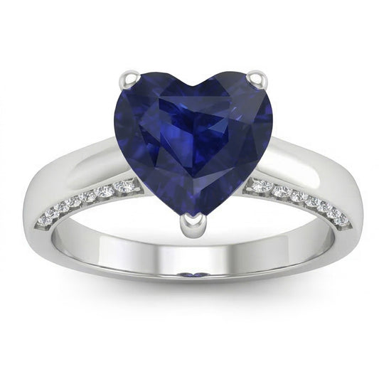 2,50 Karat Solitaire Ceylon Saphir Ring Krappenset Weißgold