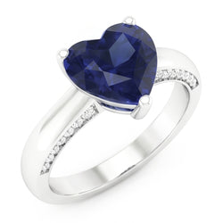 2,50 Karat Solitaire Ceylon Saphir Ring Krappenset Weißgold