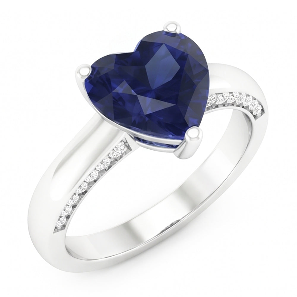 2,50 Karat Solitaire Ceylon Saphir Ring Krappenset Weißgold