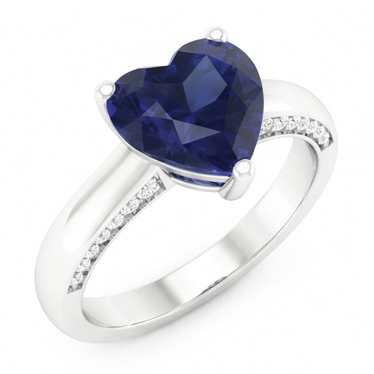2,50 Karat Solitaire Ceylon Saphir Ring Krappenset Weißgold