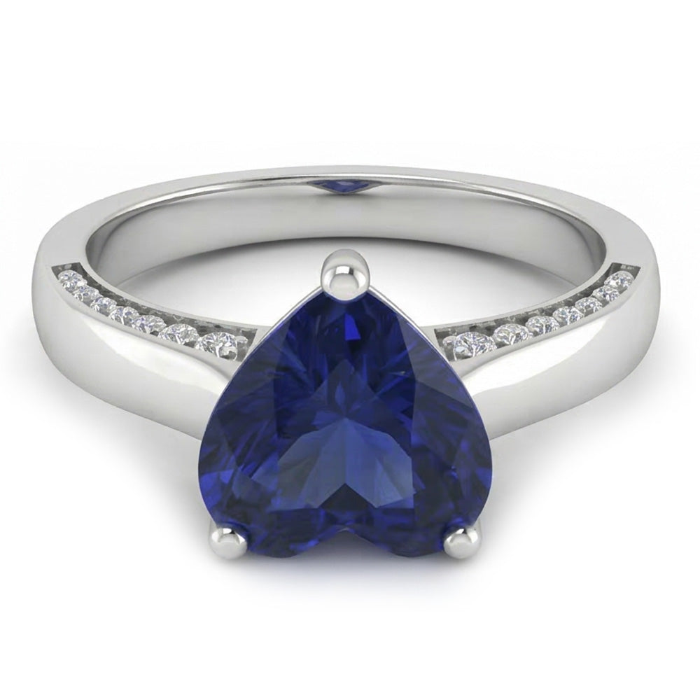 2,50 Karat Solitaire Ceylon Saphir Ring Krappenset Weißgold