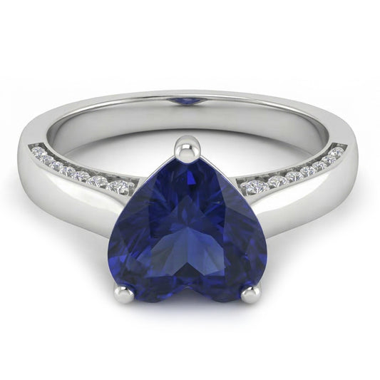 2,50 Karat Solitaire Ceylon Saphir Ring Krappenset Weißgold