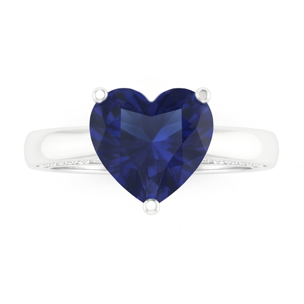 2,50 Karat Solitaire Ceylon Saphir Ring Krappenset Weißgold