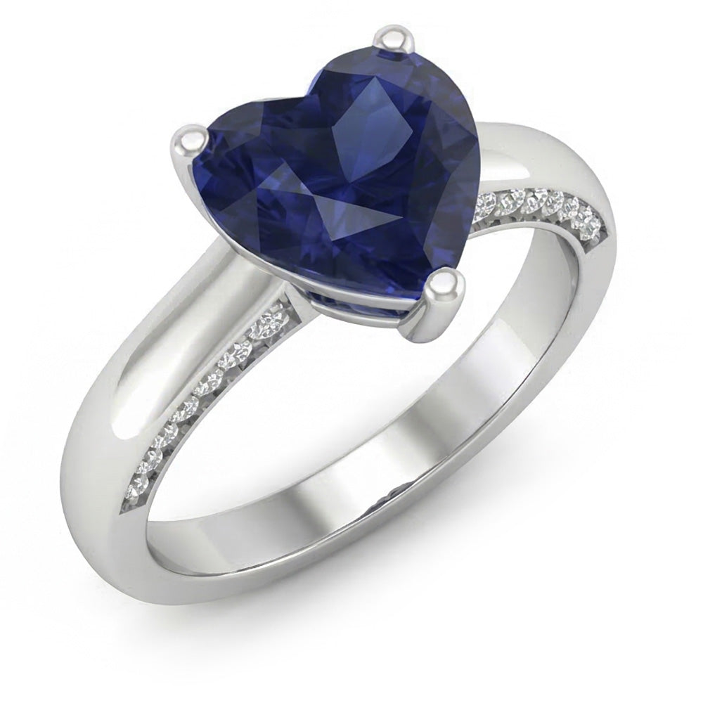 2,50 Karat Solitaire Ceylon Saphir Ring Krappenset Weißgold