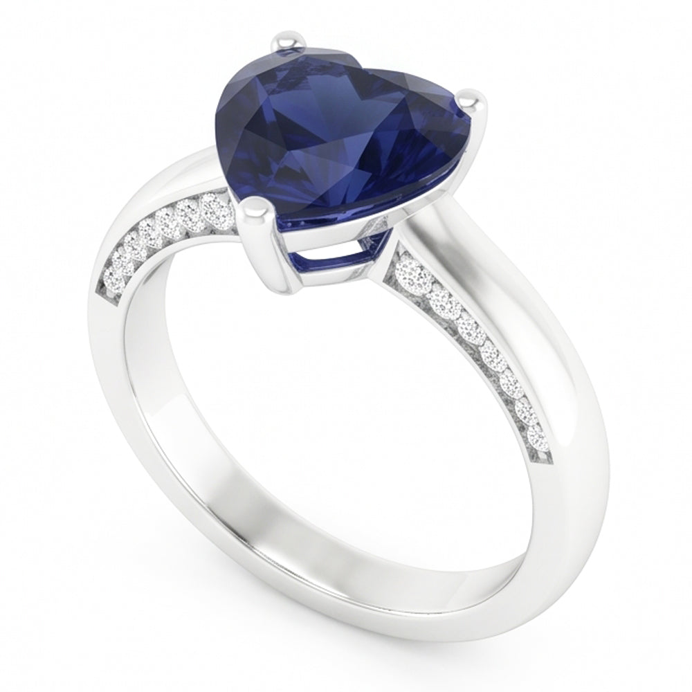 2,50 Karat Solitaire Ceylon Saphir Ring Krappenset Weißgold