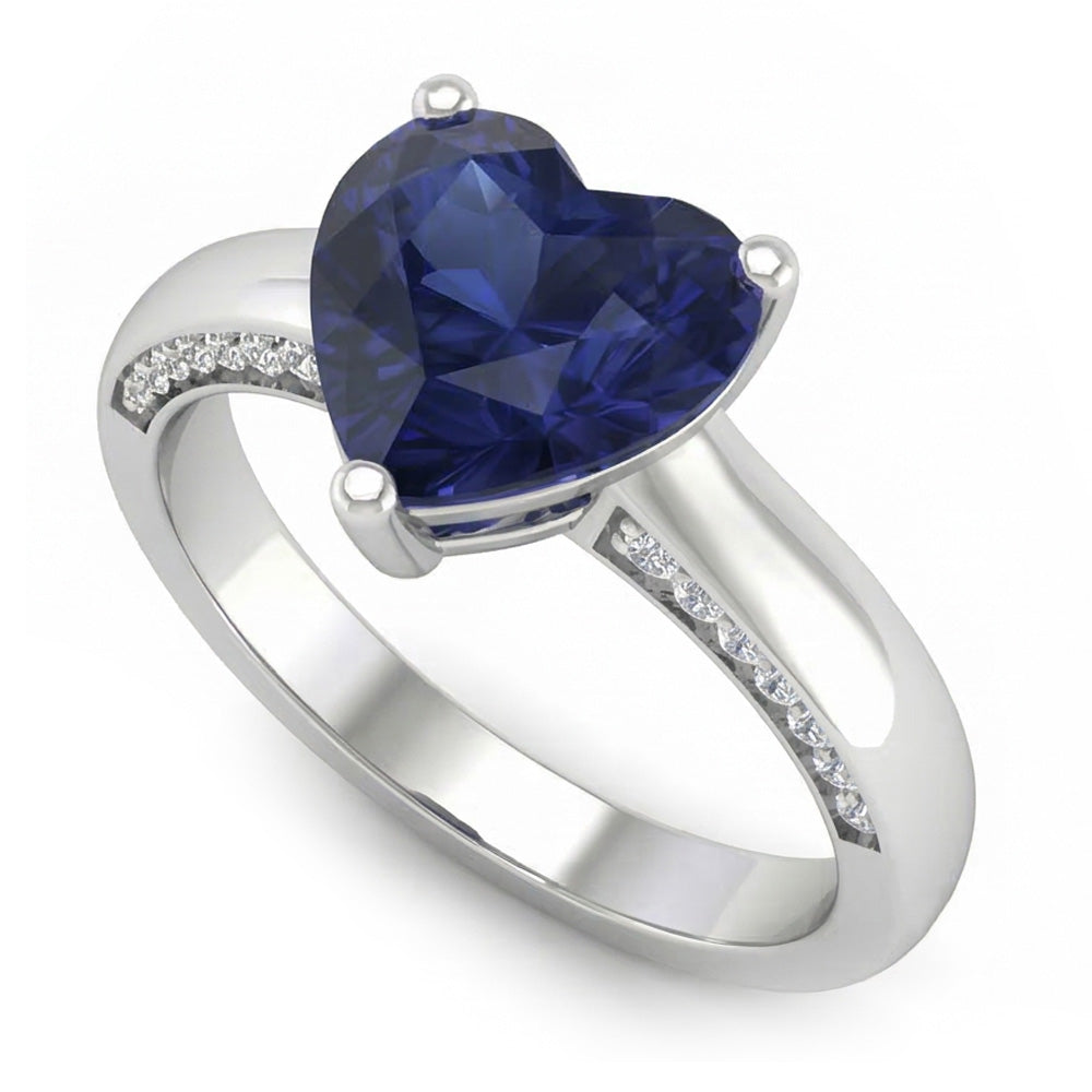 2,50 Karat Solitaire Ceylon Saphir Ring Krappenset Weißgold