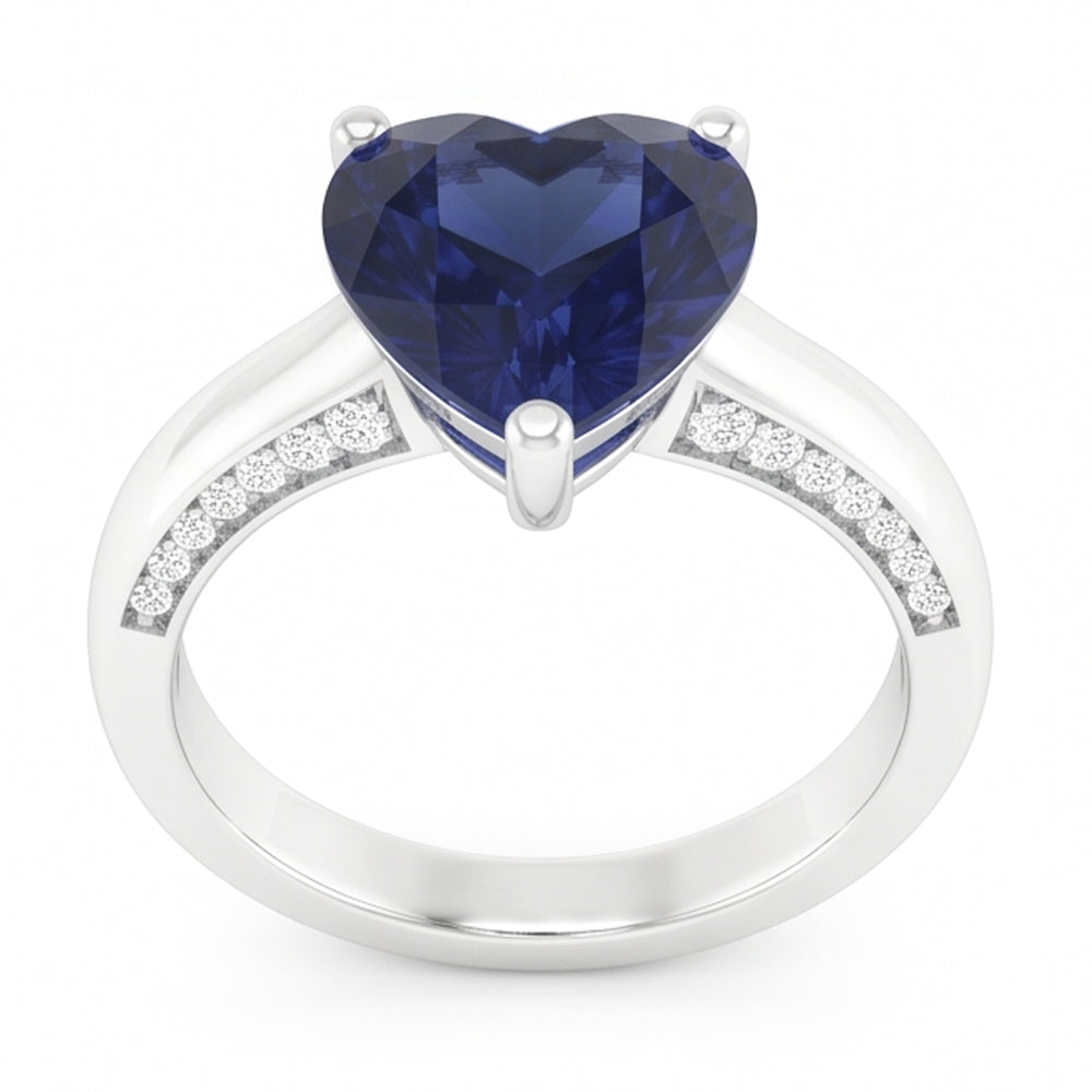 2,50 Karat Solitaire Ceylon Saphir Ring Krappenset Weißgold