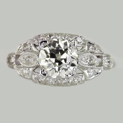 2.50 Karat Solitärring Altschliff Natürlich Aus der Erde Abgebauter Natürlicher Diamant mit Akzenten Vintage Style