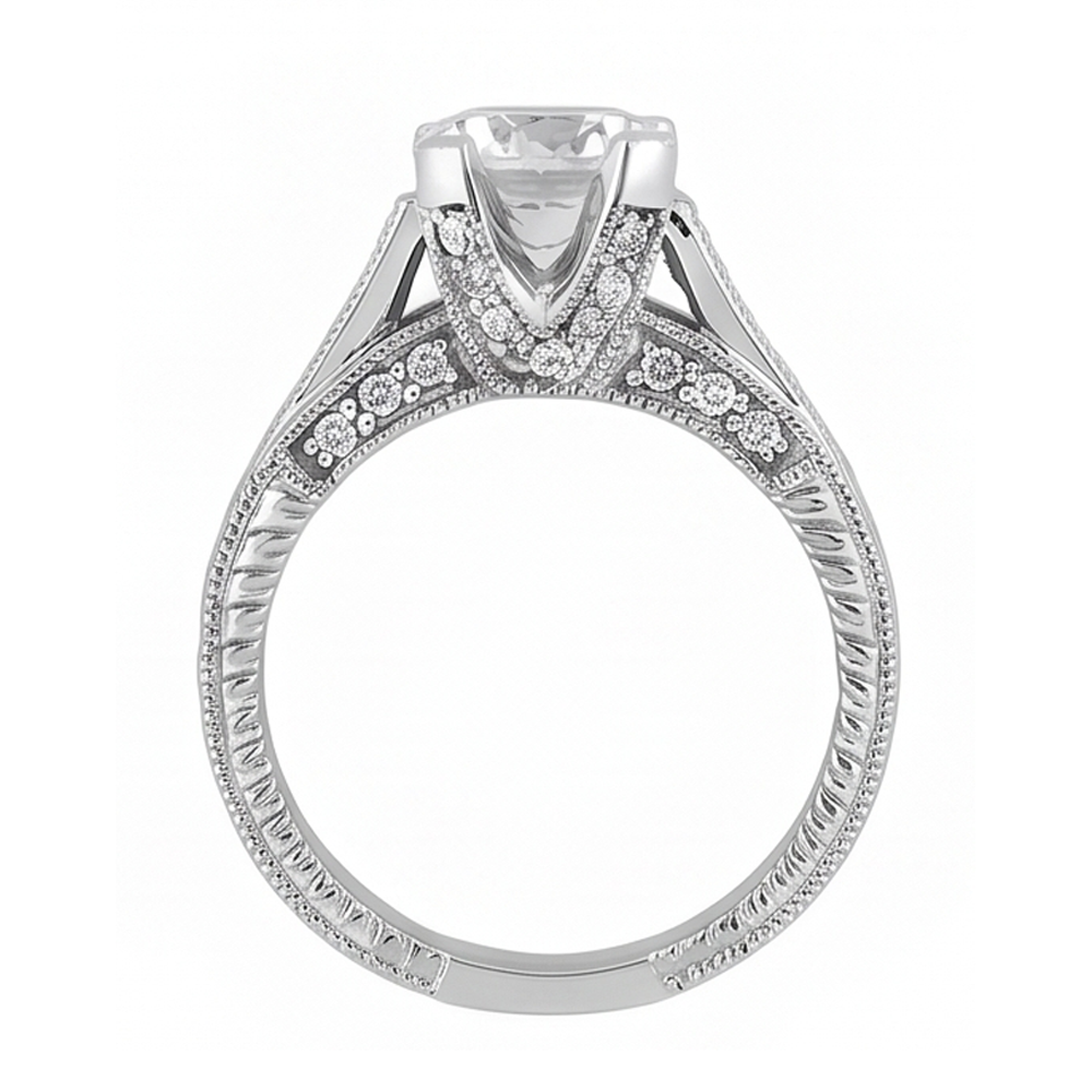 2,50 Karat runder Aus der Erde Abgebauter Natürlicher Diamant-Verlobungsring Milgrain im Vintage-Stil, natürlich