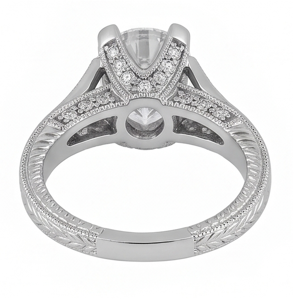 2,50 Karat runder Aus der Erde Abgebauter Natürlicher Diamant-Verlobungsring Milgrain im Vintage-Stil, natürlich