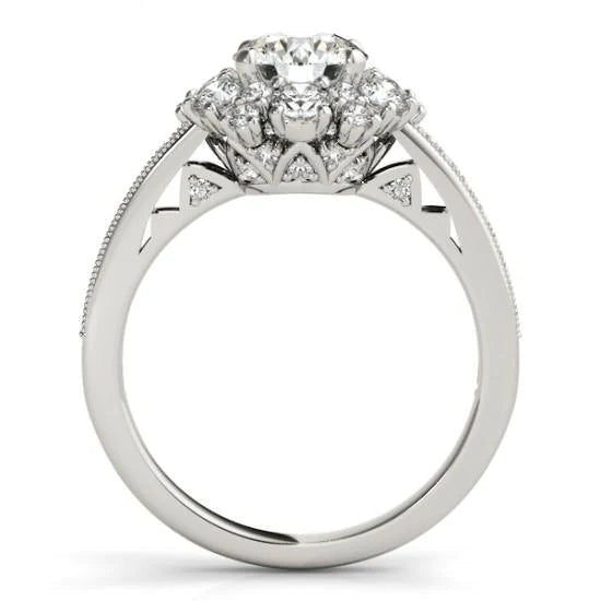 2.50 Karat runder Echt Diamant-Halo-Verlobungsring aus massivem Weißgold 14K