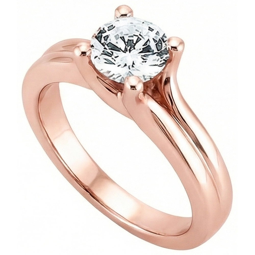 2,50 ct. Runder Echt Aus der Erde Abgebauter Natürlicher Diamant-Solitärring aus Roségold Neu