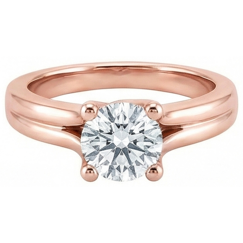 2,50 ct. Runder Echt Aus der Erde Abgebauter Natürlicher Diamant-Solitärring aus Roségold Neu