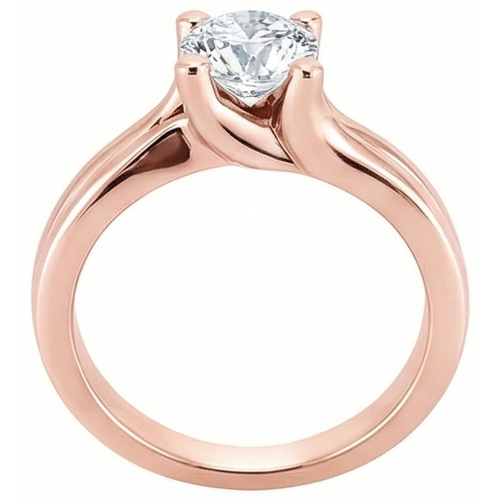 2,50 ct. Runder Echt Aus der Erde Abgebauter Natürlicher Diamant-Solitärring aus Roségold Neu