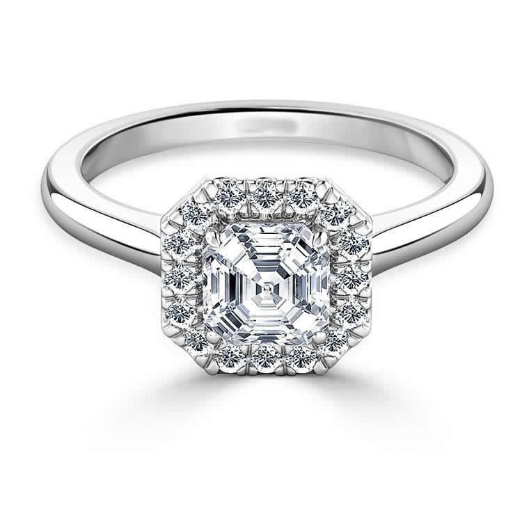 2.55 Karat Assher & runder Echt Diamant-Halo-Hochzeitsring
