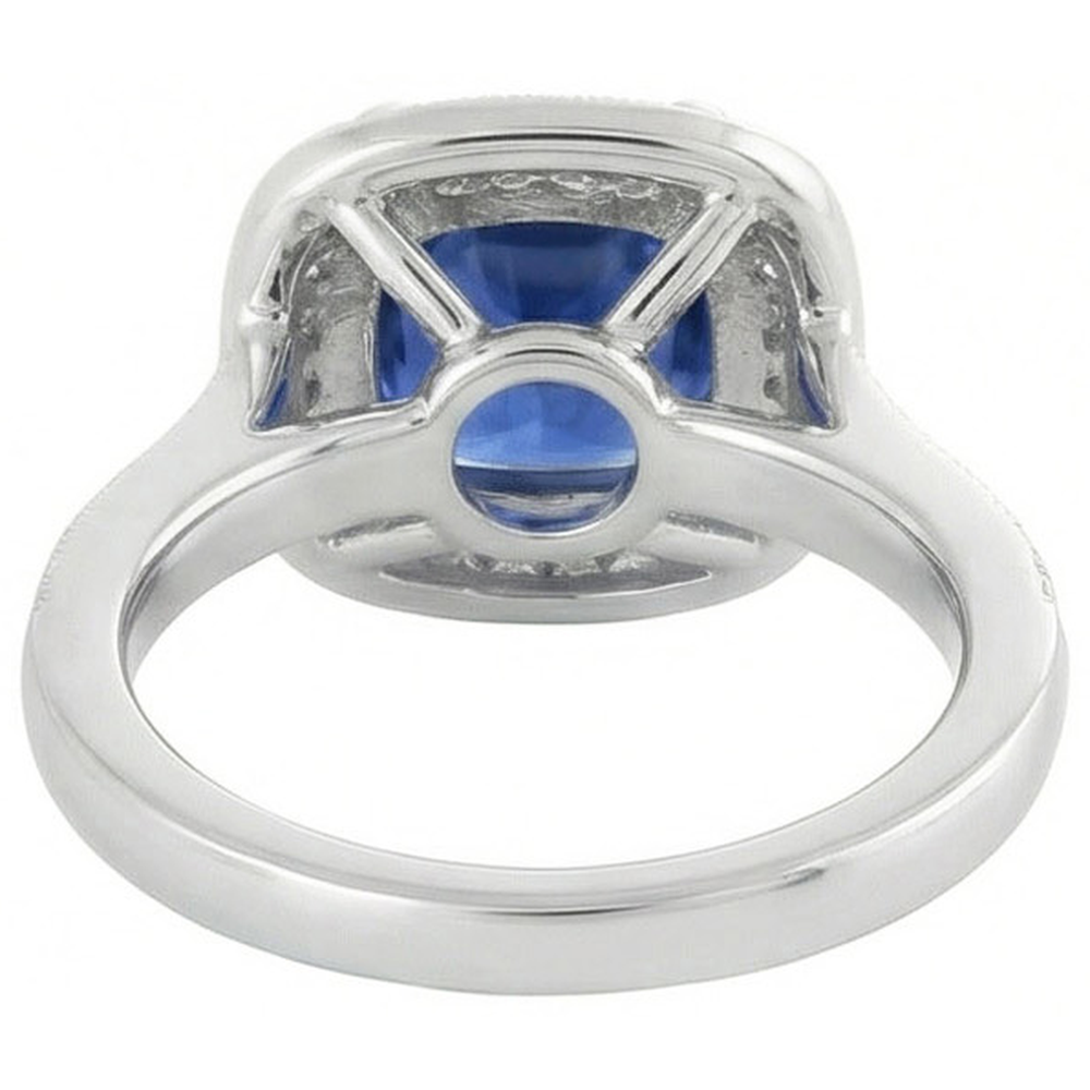 2,60 Kt. Ceylon Saphir und Aus der Erde Abgebauter Natürlicher Diamant Ring Gold Weiß 14K