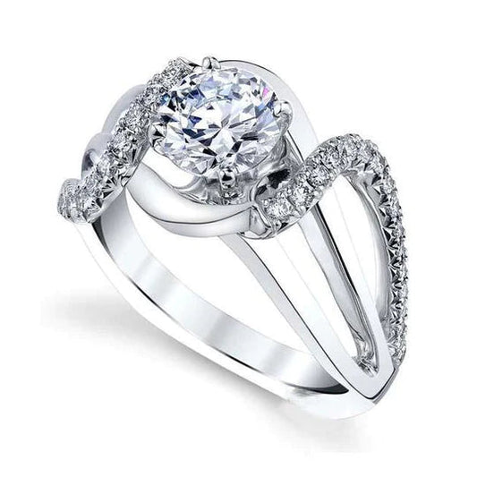 2.70 ct Echt Diamant-Solitärring im Rundschliff mit Akzenten 14 Karat Weißgold