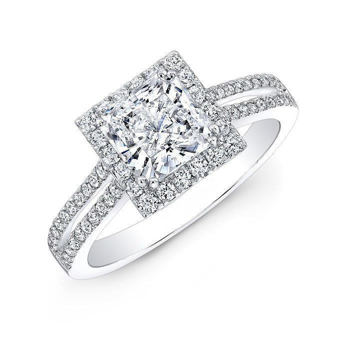 2.75 Carats Prinzessinnenschnitt Echt Diamanten Engagement Halo Ring 14K White Gold