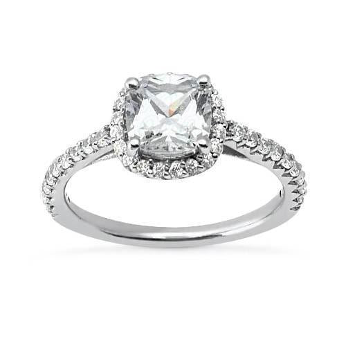 2.75 Karat Kissen Halo Echt Diamant mit Akzenten Ring Weißgold 14K Neu