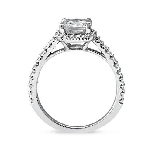 2.75 Karat Kissen Halo Echt Diamant mit Akzenten Ring Weißgold 14K Neu