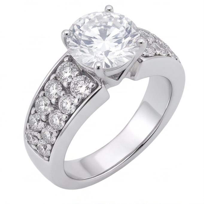 2,75 Karat Neu Echt Aus der Erde Abgebauter Natürlicher Diamants Jubiläumsring Weißgold