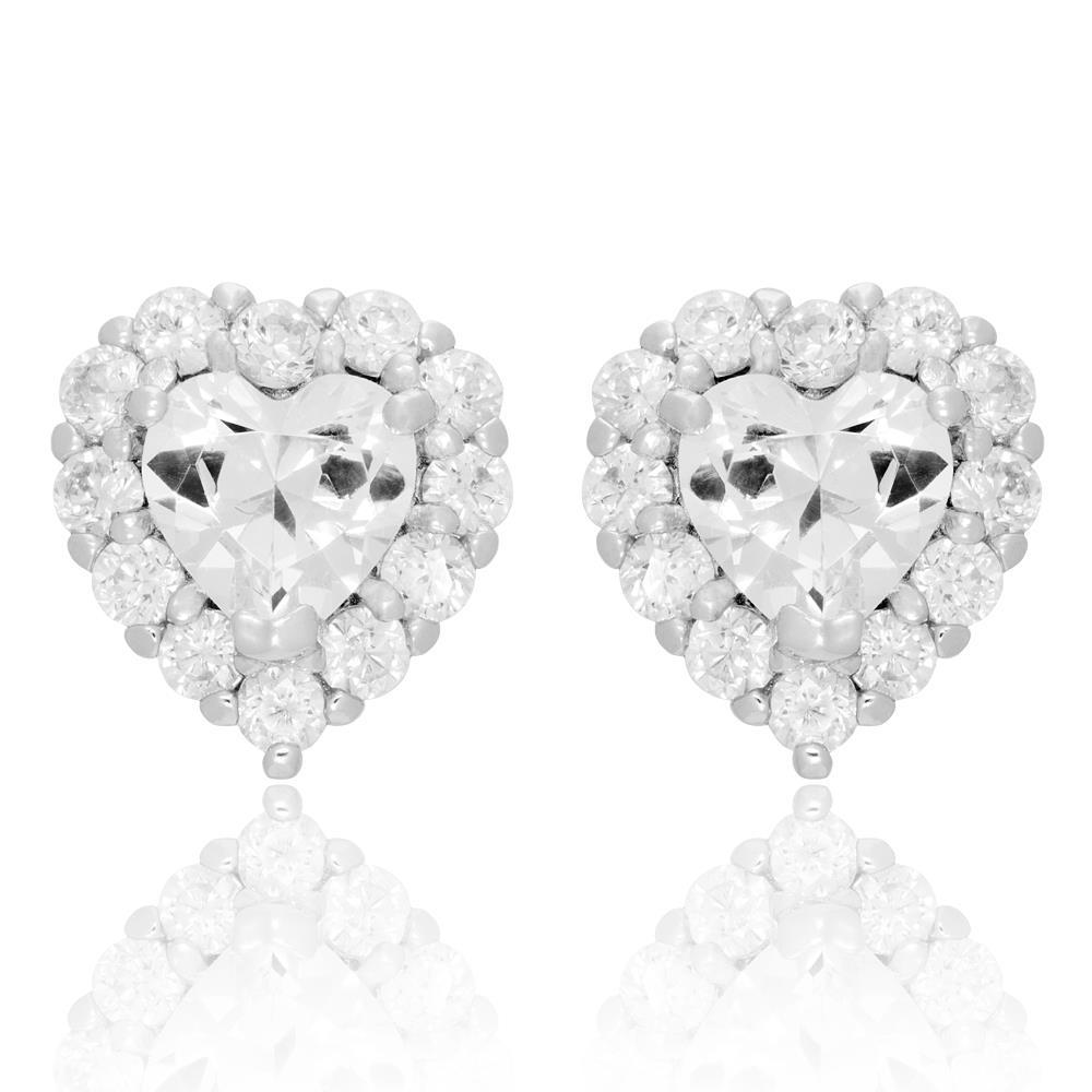 2.80 Carats New Runden And Heart Cut Echt Diamant Halo Stud Earrings