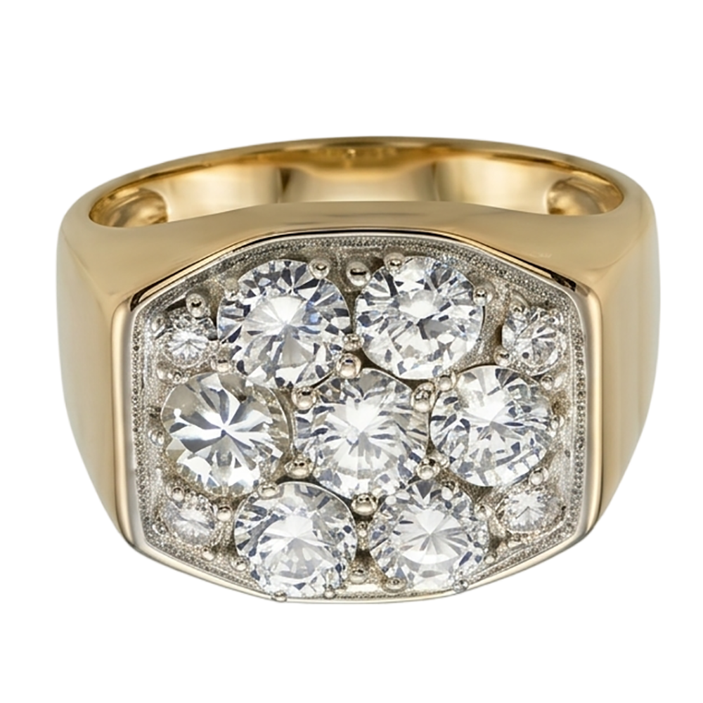 2,80 Karat Runde Echt Aus der Erde Abgebauter Natürlicher Diamanten Herren-Verlobungsring Zweifarbiges Gold 14K