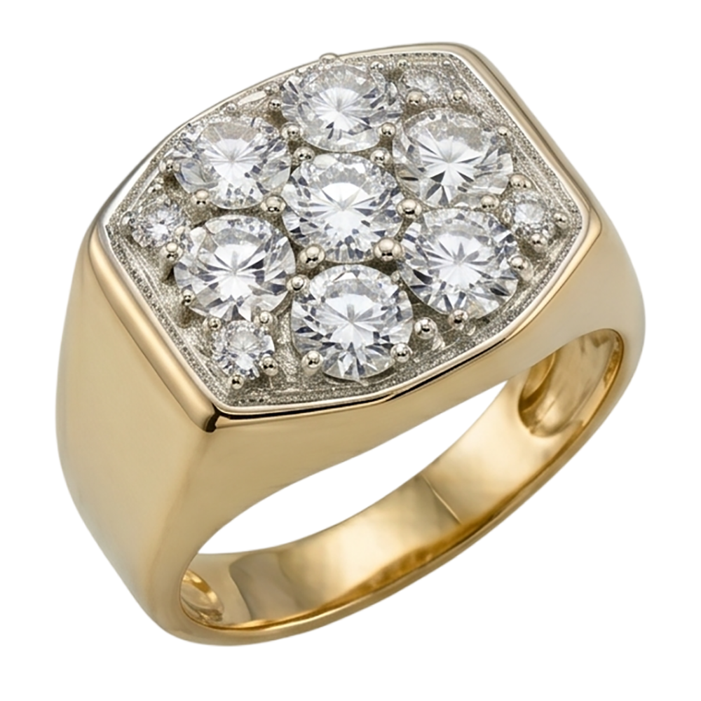 2,80 Karat Runde Echt Aus der Erde Abgebauter Natürlicher Diamanten Herren-Verlobungsring Zweifarbiges Gold 14K