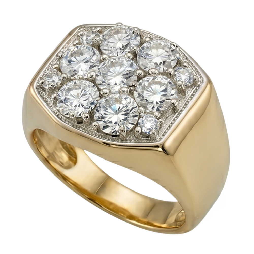 2,80 Karat Runde Echt Aus der Erde Abgebauter Natürlicher Diamanten Herren-Verlobungsring Zweifarbiges Gold 14K