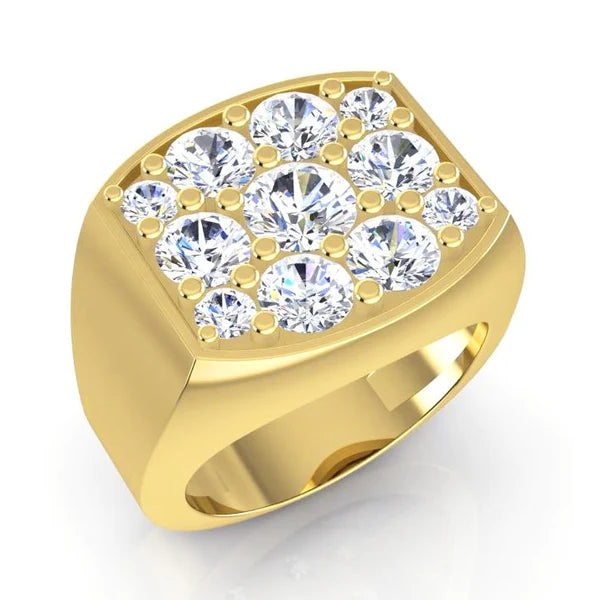 2,80 Karat Runde Echt Diamanten Herren-Verlobungsring Zweifarbiges Gold 14K
