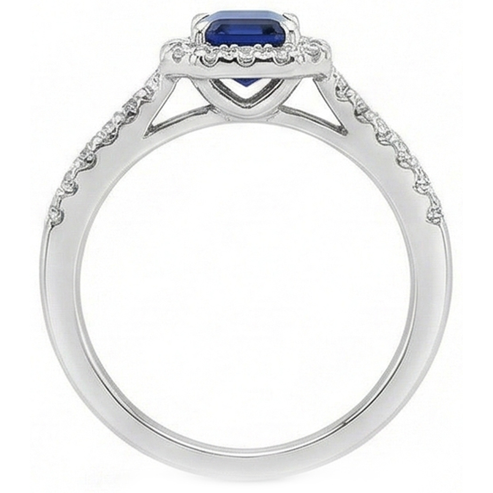 2,85 Karat Blauer Saphir und Aus der Erde Abgebauter Natürlicher Diamanten Ring Krappenset 14K Weißgold