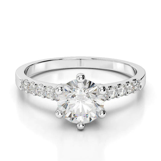 2.85 Karat Echt Diamant Akzent Verlobungsring Weißgold 14K