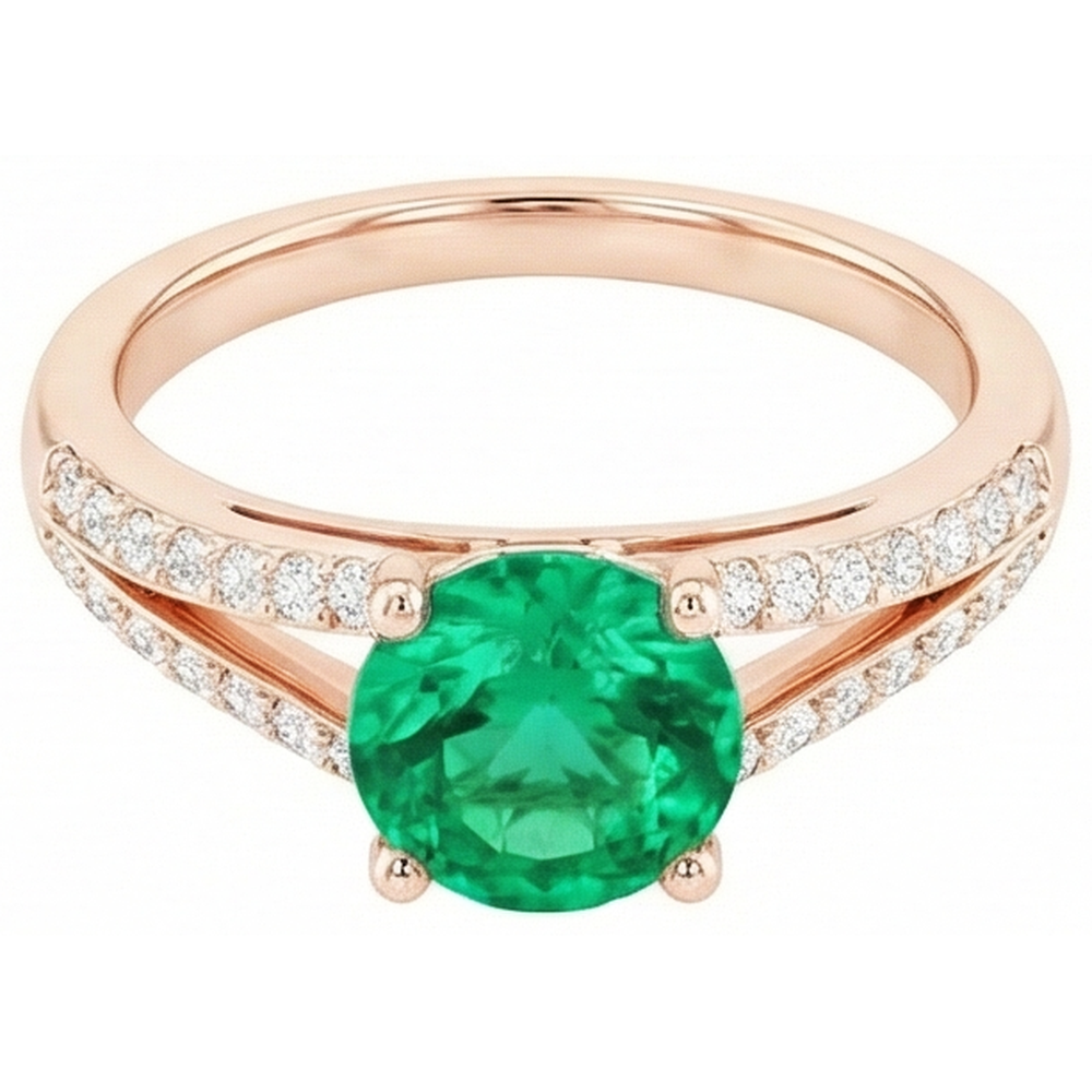 echter round smaragd 2.85Karat ring Seitenansicht