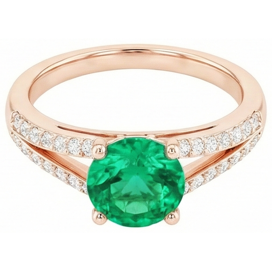 echter round smaragd 2.85Karat ring Seitenansicht