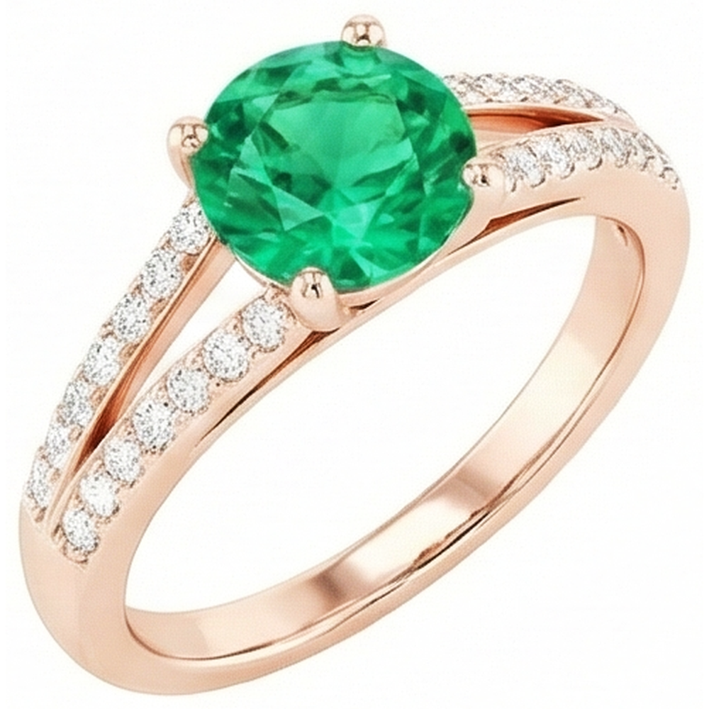 echter round smaragd 2.85Karat ring Detailansicht