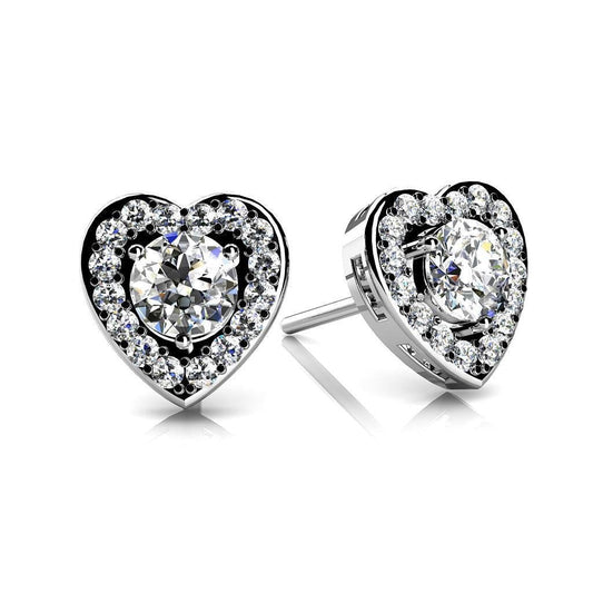 2.90 Ct Gorgeous Runden Cut Echt Diamants Heart Shaped Earring Halo Studs