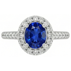 2,90 ct Sri Lanka blauer Saphir mit Aus der Erde Abgebauter Natürlicher Diamantring Weißgold 14K
