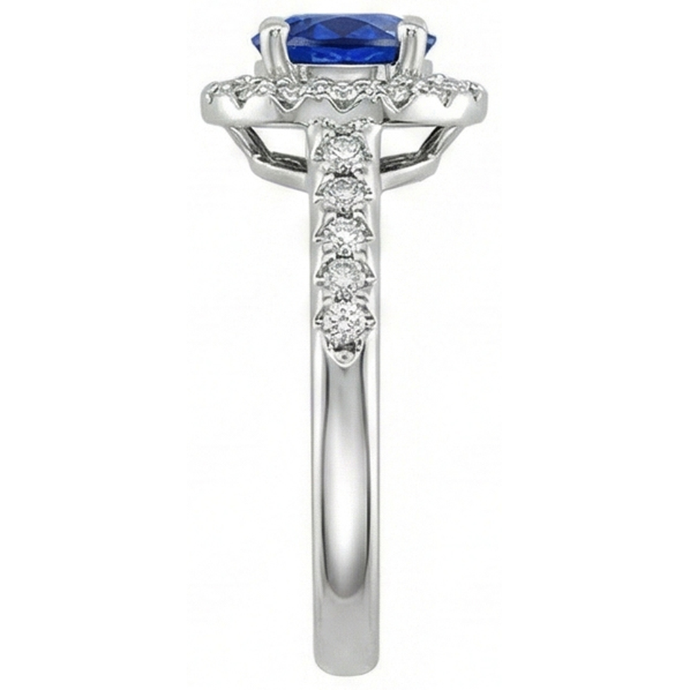 2,90 ct Sri Lanka blauer Saphir mit Aus der Erde Abgebauter Natürlicher Diamantring Weißgold 14K