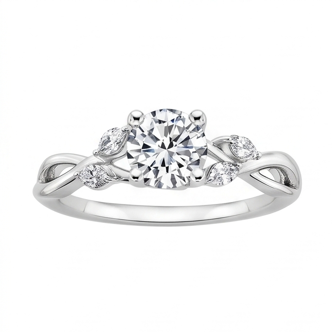 2,94 Karat Runder und Marquise-Schliff Echt Aus der Erde Abgebauter Natürlicher Diamanten Jubiläumsring Weißgold