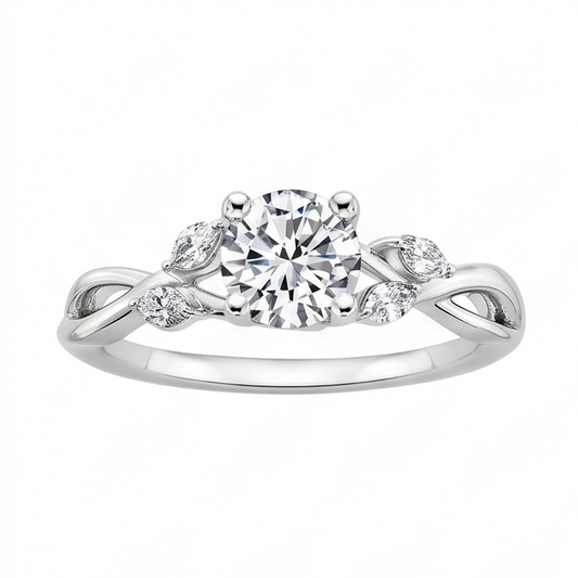 2,94 Karat Runder und Marquise-Schliff Echt Aus der Erde Abgebauter Natürlicher Diamanten Jubiläumsring Weißgold