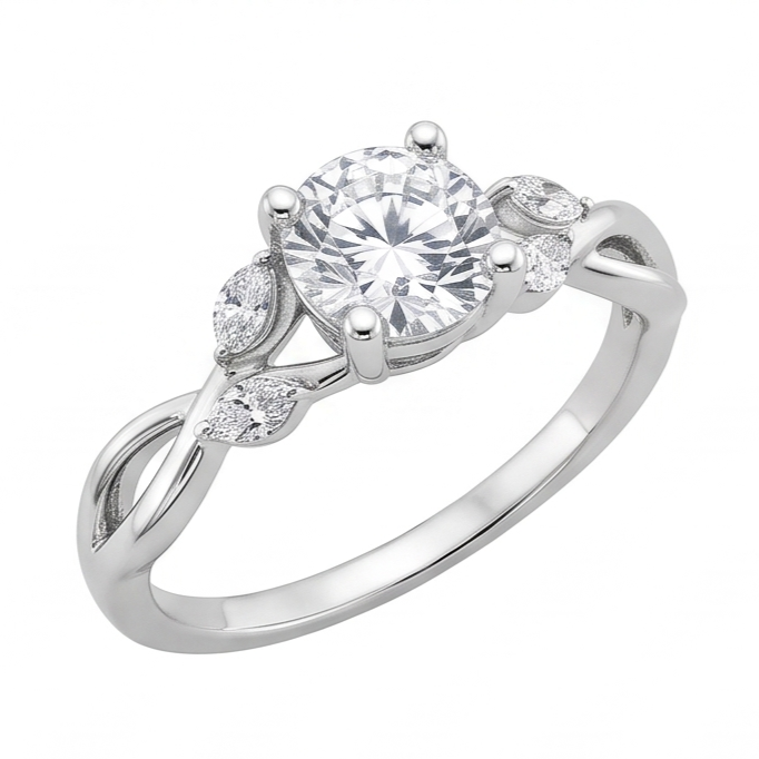 2,94 Karat Runder und Marquise-Schliff Echt Aus der Erde Abgebauter Natürlicher Diamanten Jubiläumsring Weißgold