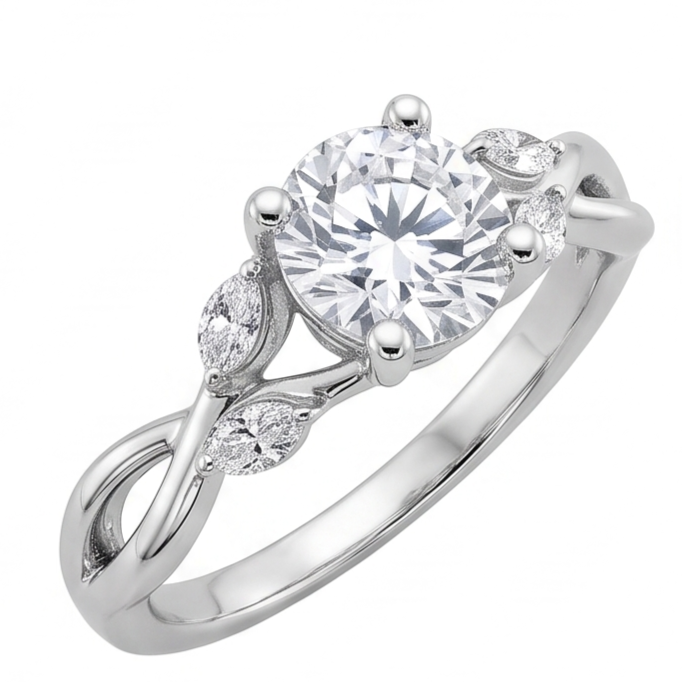 2,94 Karat Runder und Marquise-Schliff Echt Aus der Erde Abgebauter Natürlicher Diamanten Jubiläumsring Weißgold