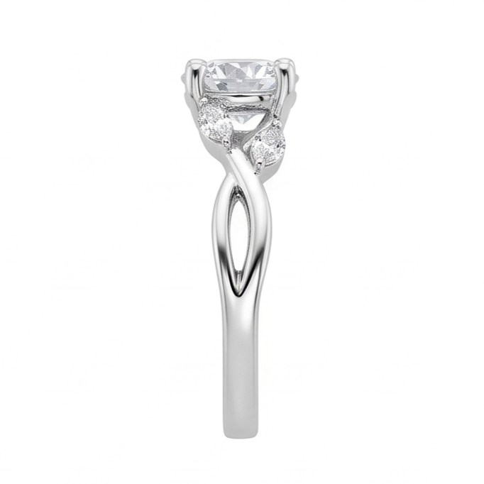 2,94 Karat Runder und Marquise-Schliff Echt Aus der Erde Abgebauter Natürlicher Diamanten Jubiläumsring Weißgold