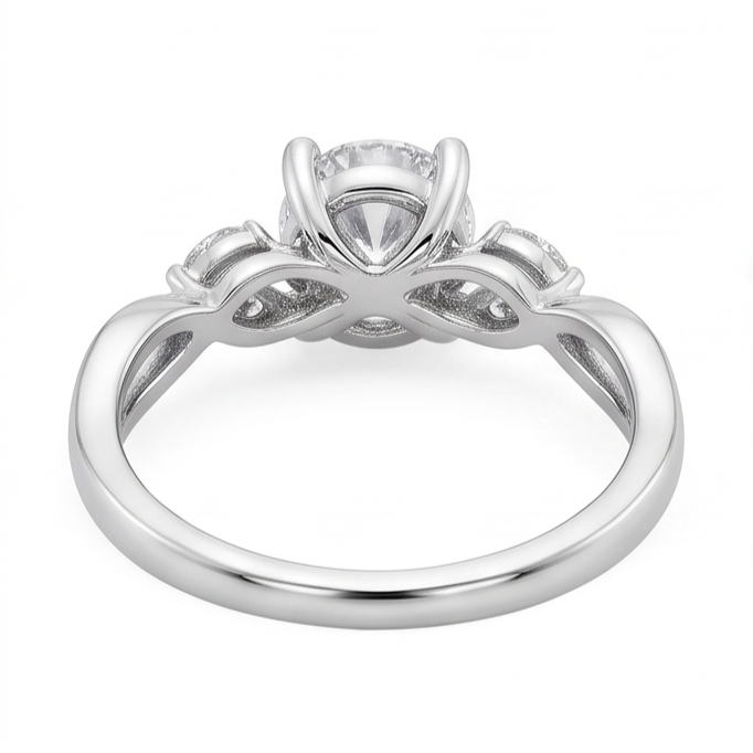 2,94 Karat Runder und Marquise-Schliff Echt Aus der Erde Abgebauter Natürlicher Diamanten Jubiläumsring Weißgold