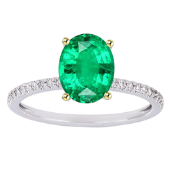 GIA-Geprüft Smaragd Edelstein-Ring 2 Karat – Zweifarbiges 14K